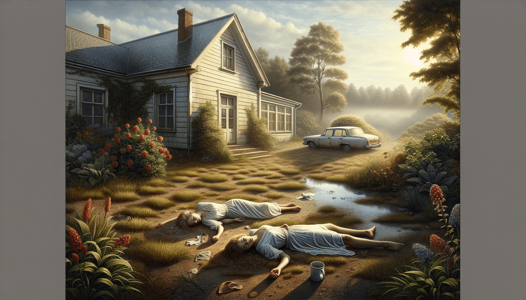 庭で発見されたリリーとダリア